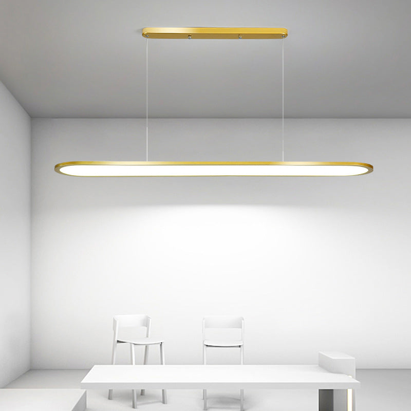 Oval Simplicity Island Pendant Minimalist Dining Room Metal LED 1-Light Island Light