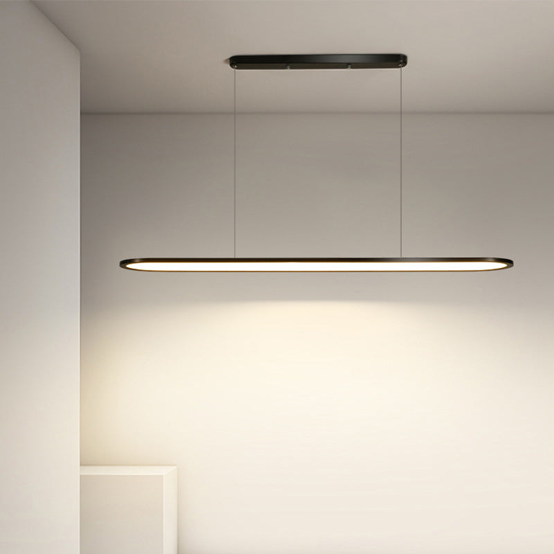 Oval Simplicity Island Pendant Minimalist Dining Room Metal LED 1-Light Island Light