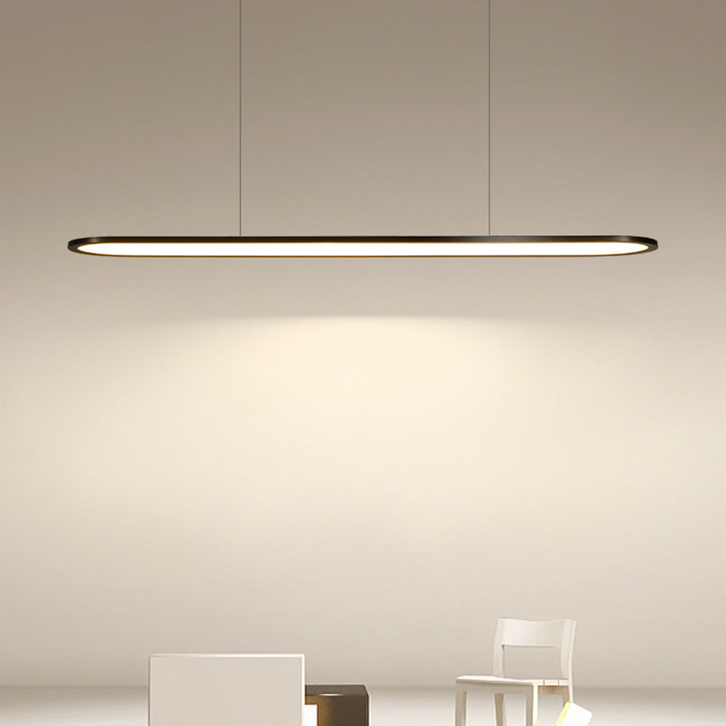 Oval Simplicity Island Pendant Minimalist Dining Room Metal LED 1-Light Island Light