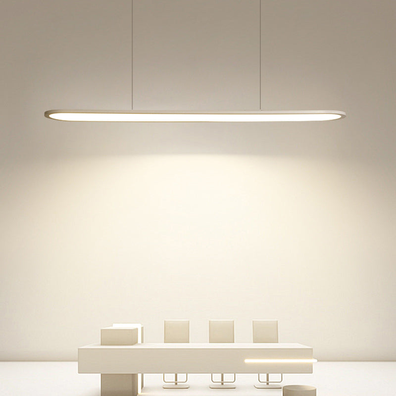 Oval Simplicity Island Pendant Minimalist Dining Room Metal LED 1-Light Island Light