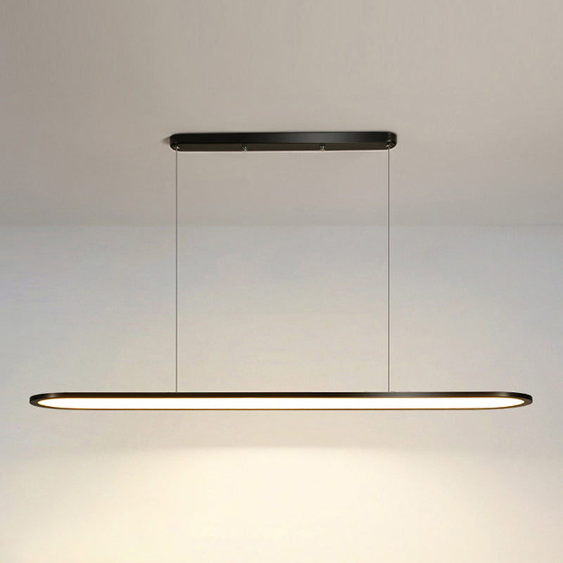 Oval Simplicity Island Pendant Minimalist Dining Room Metal LED 1-Light Island Light