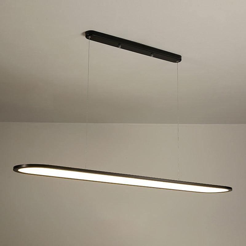 Oval Simplicity Island Pendant Minimalist Dining Room Metal LED 1-Light Island Light