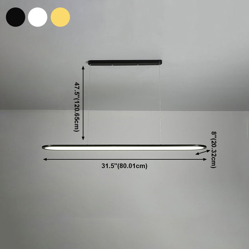Oval Simplicity Island Pendant Minimalist Dining Room Metal LED 1-Light Island Light