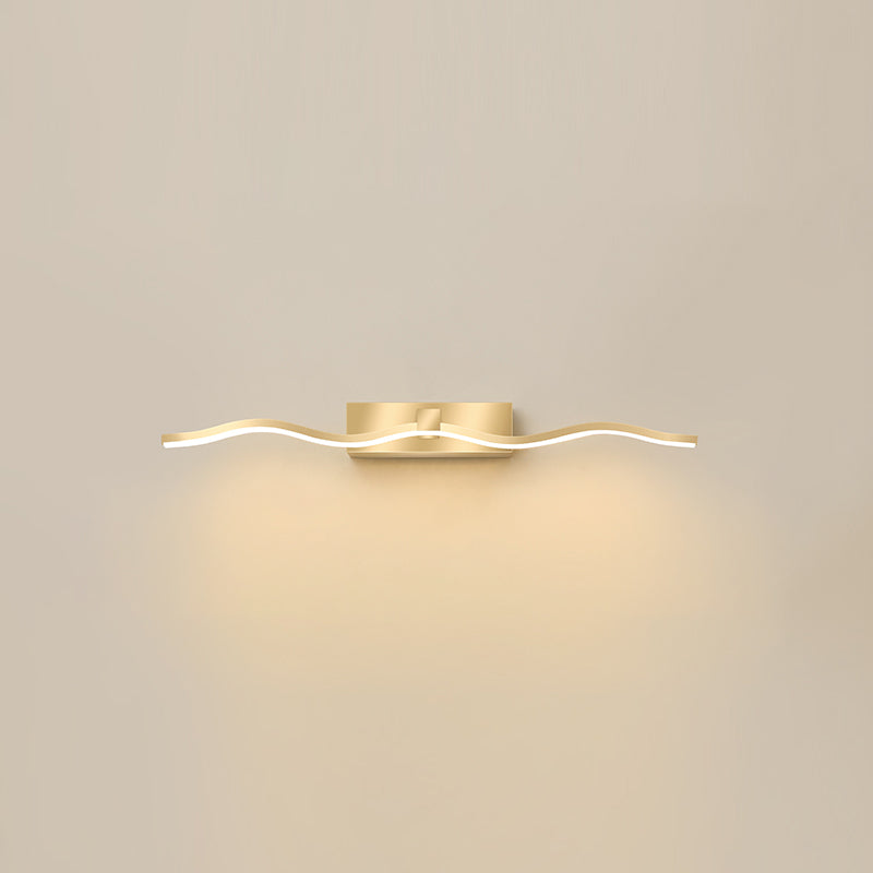 Lámpara moderna de lámpara de espejo simple lámpara de espejo de maquillaje ondulado led para baño de baño
