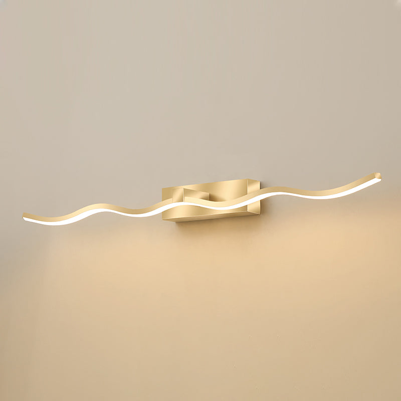 Lámpara moderna de lámpara de espejo simple lámpara de espejo de maquillaje ondulado led para baño de baño