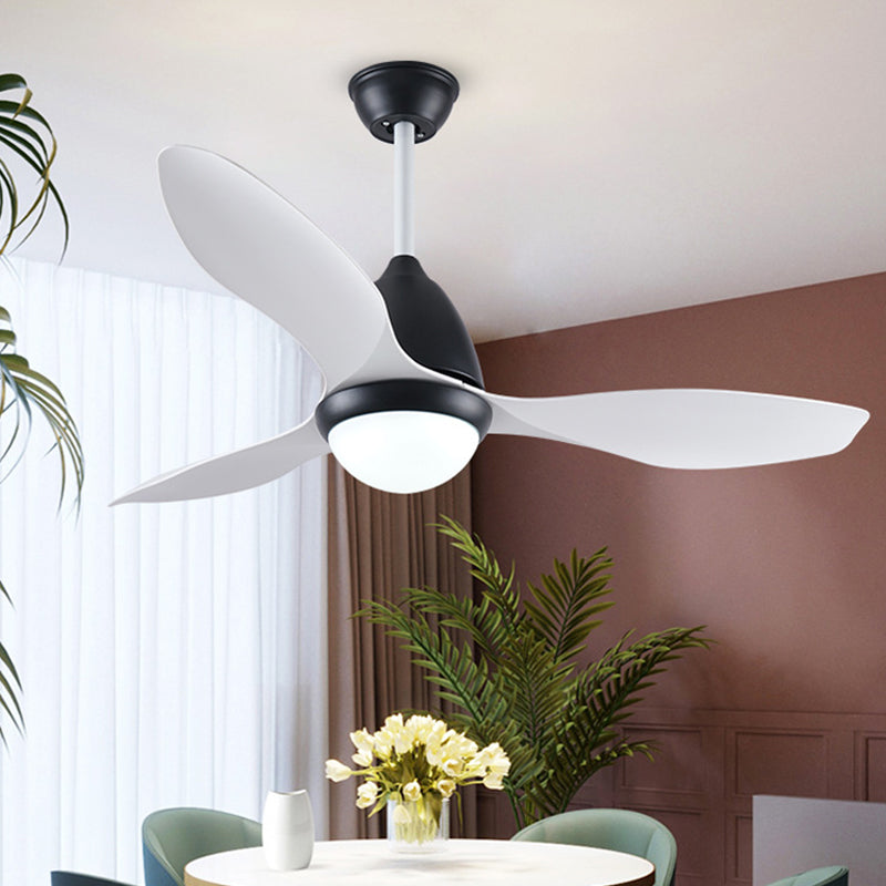 Black Dome Semi Flush Mount Moderne Metallic Schlafzimmer LED Hanging Anhänger Lüfter Licht mit 3 weißen Klingen, 48 "breit