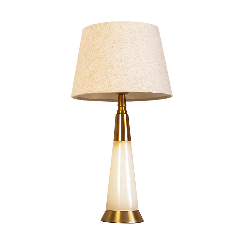 Lampada da lettura contemporanea a 1 testa, lampada da lettura svasata bianca con paralume in tessuto