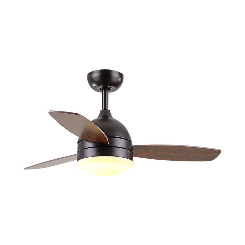 Weiß/schwarze LED Hanging Lüfter leichte modernistische Metallic Dome Semi Flush Mounted Lampe mit 3 Holzklingen, 42 "W.