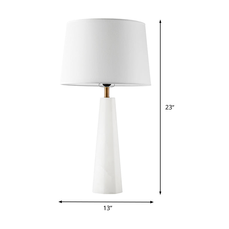 Lampada da comodino contemporanea a tamburo conico bianco a 1 lampadina con paralume in tessuto