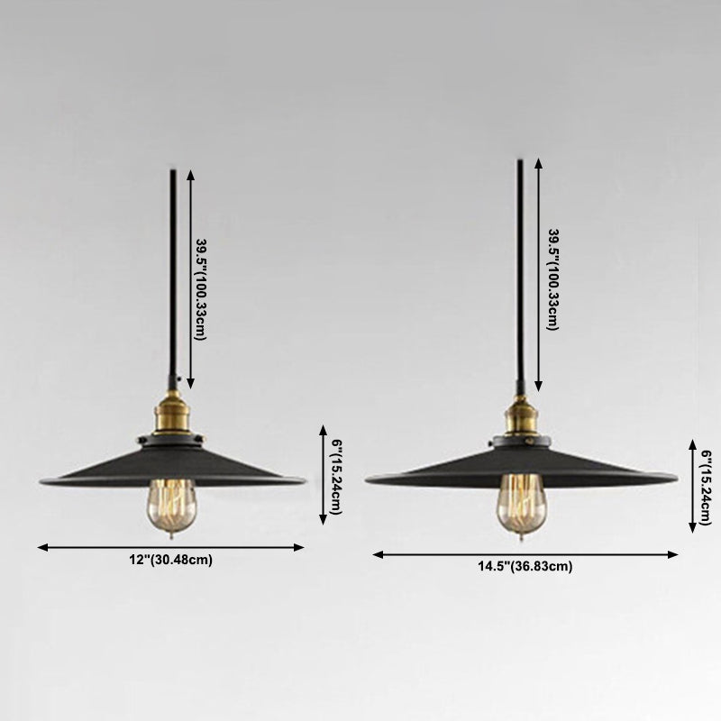 Black Tapered Bar Pendant Light in Industrial Retro Style Wrought Iron Hanging Lamp