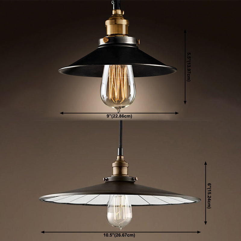 Black Tapered Bar Pendant Light in Industrial Retro Style Wrought Iron Hanging Lamp