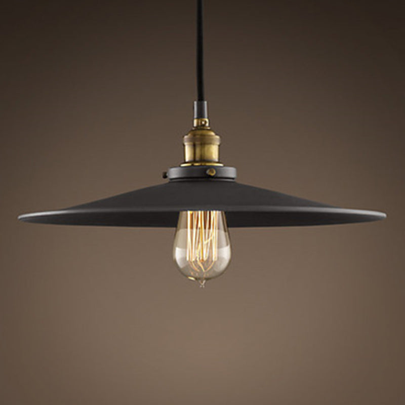 Black Tapered Bar Pendant Light in Industrial Retro Style Wrought Iron Hanging Lamp