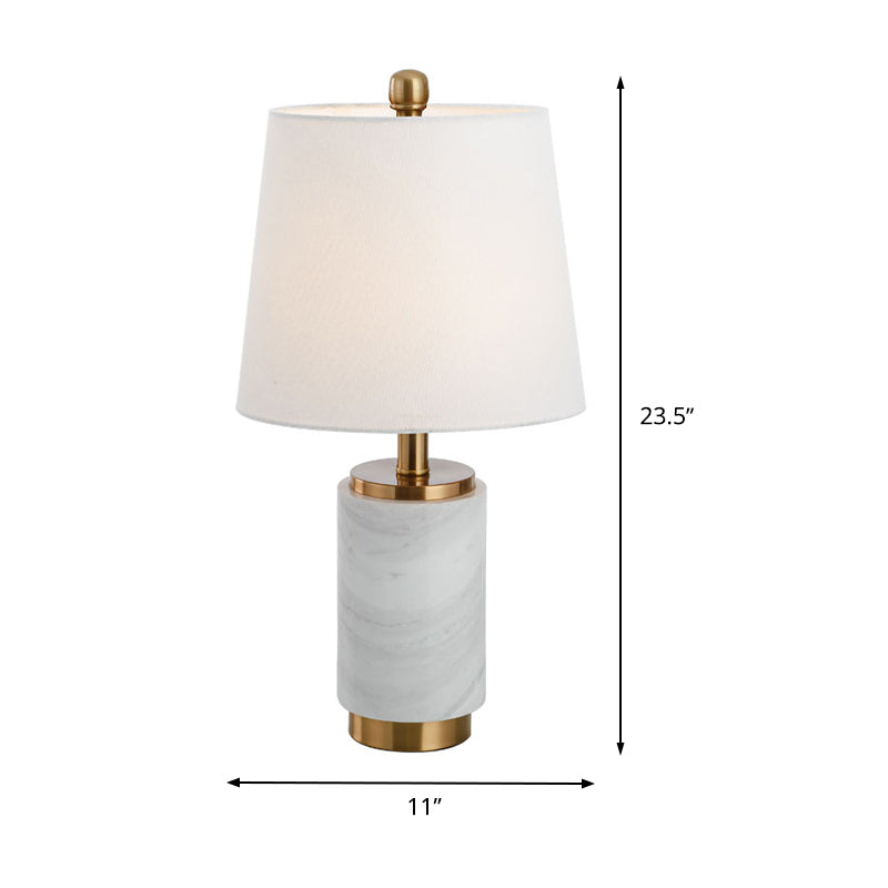 Luz de mesa cónica de tela Contemporánea 1 Bulbo Lámpara de escritorio pequeño blanco para sala de estar
