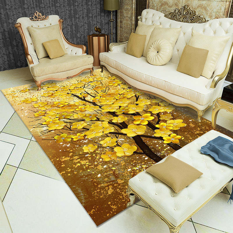 Funky polyester tapijt Modern Plant Print Area Tapijt Woonkamer Tapijt met niet-slipachter