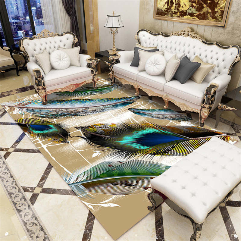 Funky polyester tapijt Modern Plant Print Area Tapijt Woonkamer Tapijt met niet-slipachter