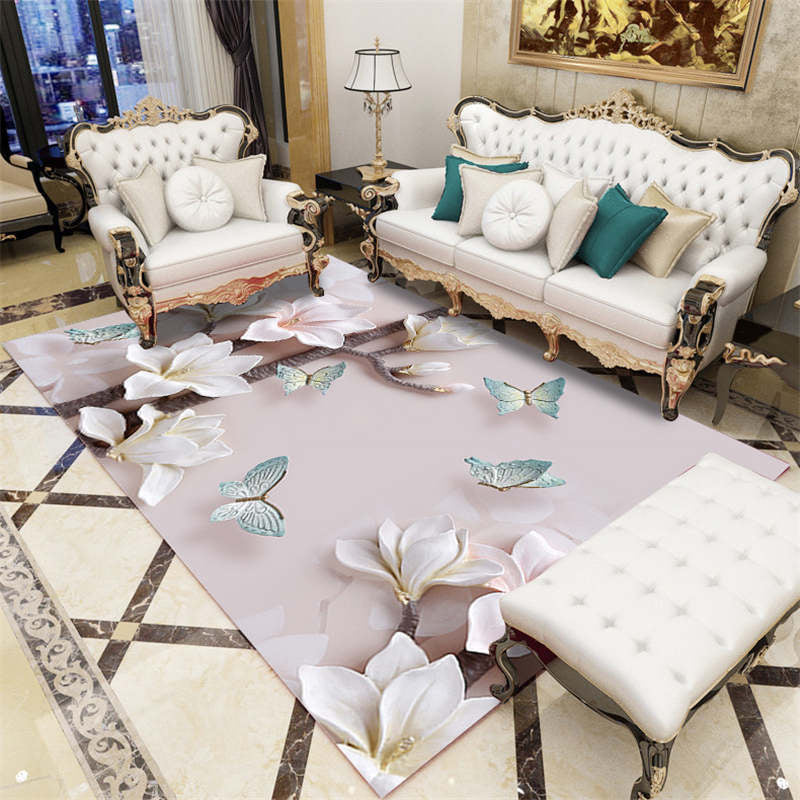 Funky polyester tapijt Modern Plant Print Area Tapijt Woonkamer Tapijt met niet-slipachter