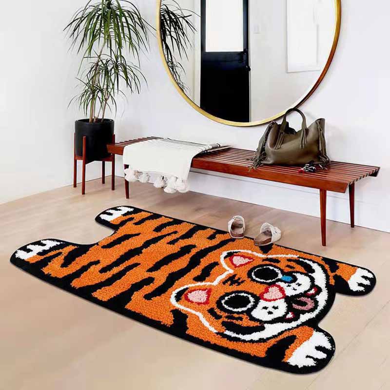 Funky tijgerpatroon Tapijt Polyester Area Rug vlekbestendig binnen tapijt voor woningdecoratie
