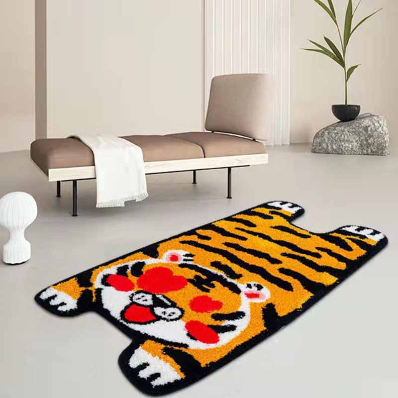 Funky tijgerpatroon Tapijt Polyester Area Rug vlekbestendig binnen tapijt voor woningdecoratie