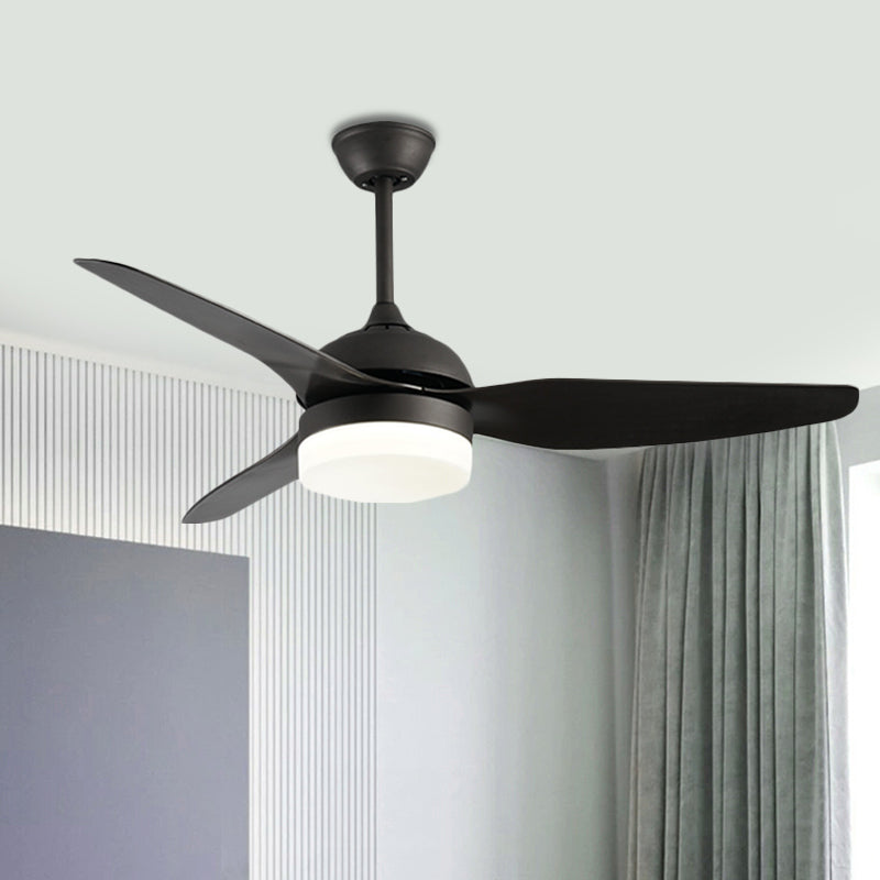 Metall Black Deckenventilator Leichte Trommel zeitgenössische 3 Klingen LED SEMI BUSH MOUND LAMP, 48 "W.