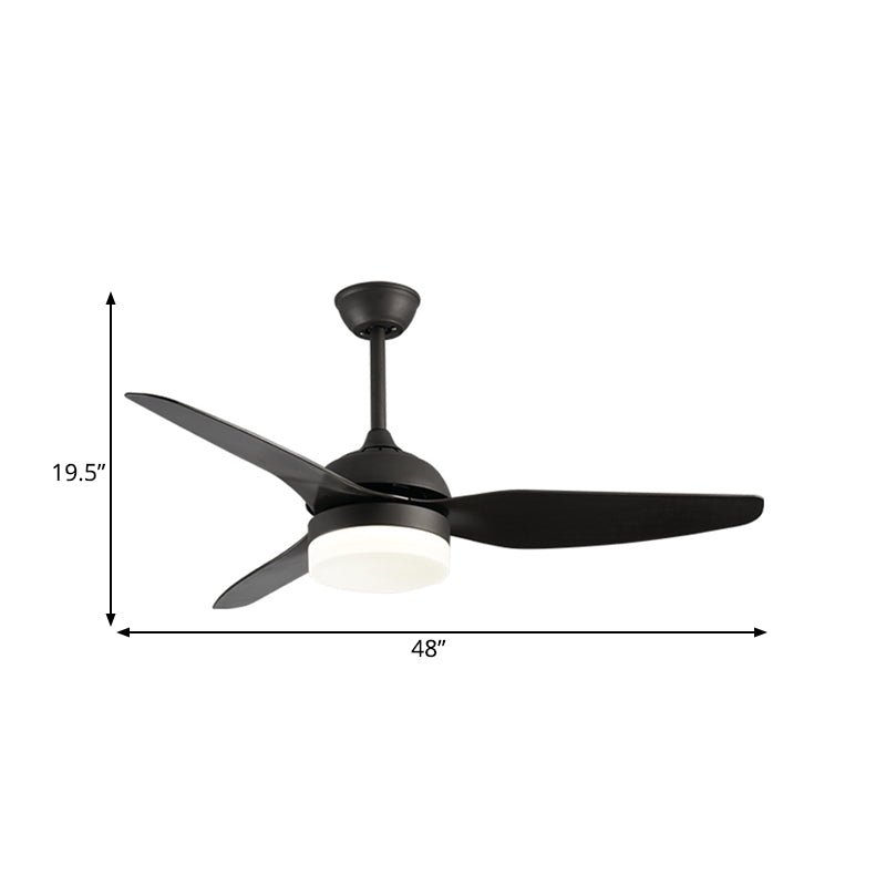 Metall Black Deckenventilator Leichte Trommel zeitgenössische 3 Klingen LED SEMI BUSH MOUND LAMP, 48 "W.
