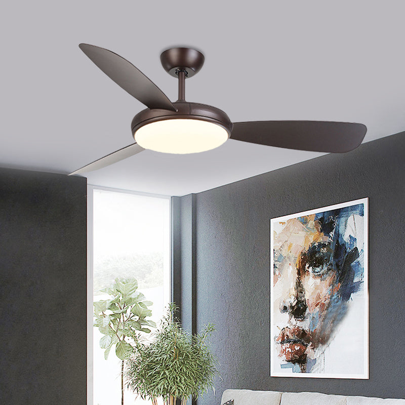 Schwarz -LED -Deckenlüftungslampe Moderne Acryl 3 Blades halb Flush -Lampe für Schlafzimmer, 42 "breit