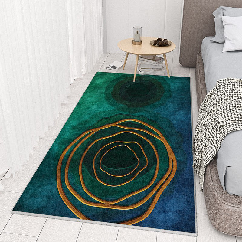 Donkergroene moderne tapijten polyester lijn tapijt vlekbestendig tapijt voor woonkamer