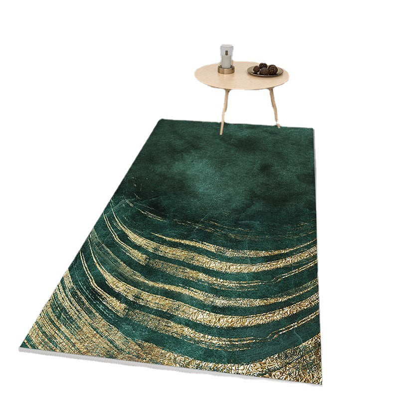 Donkergroene moderne tapijten polyester lijn tapijt vlekbestendig tapijt voor woonkamer