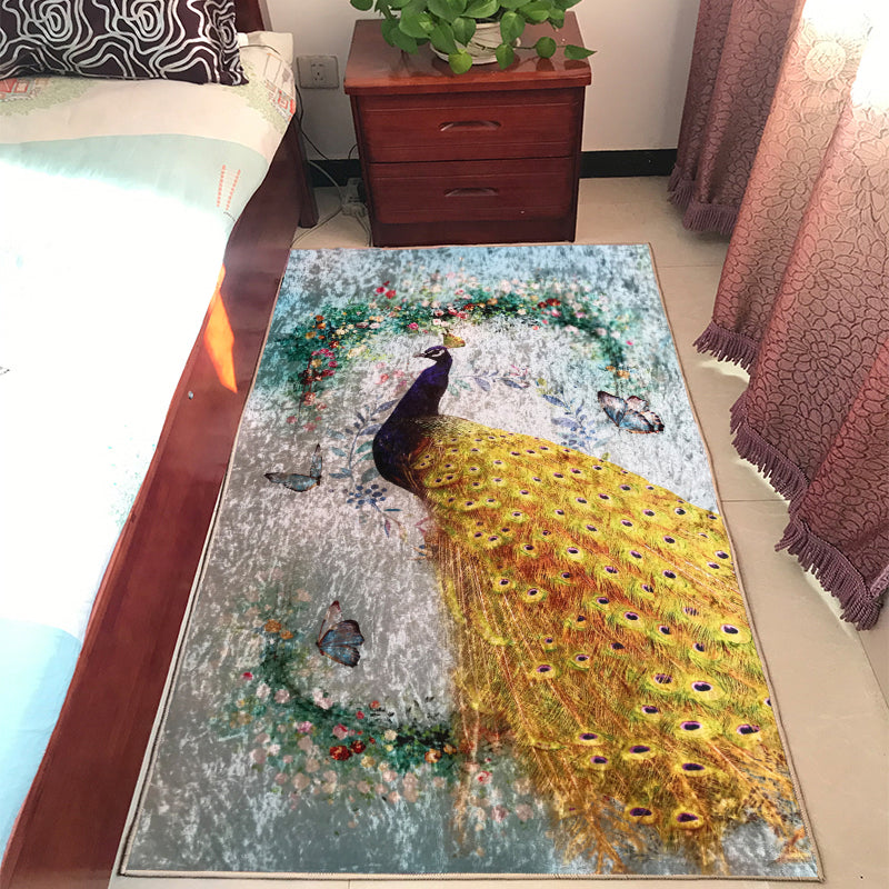 Stijlvol rood gebied Rug bloempatroon polyester gebied tapijt vlekbestendig vloerkleed voor slaapkamer