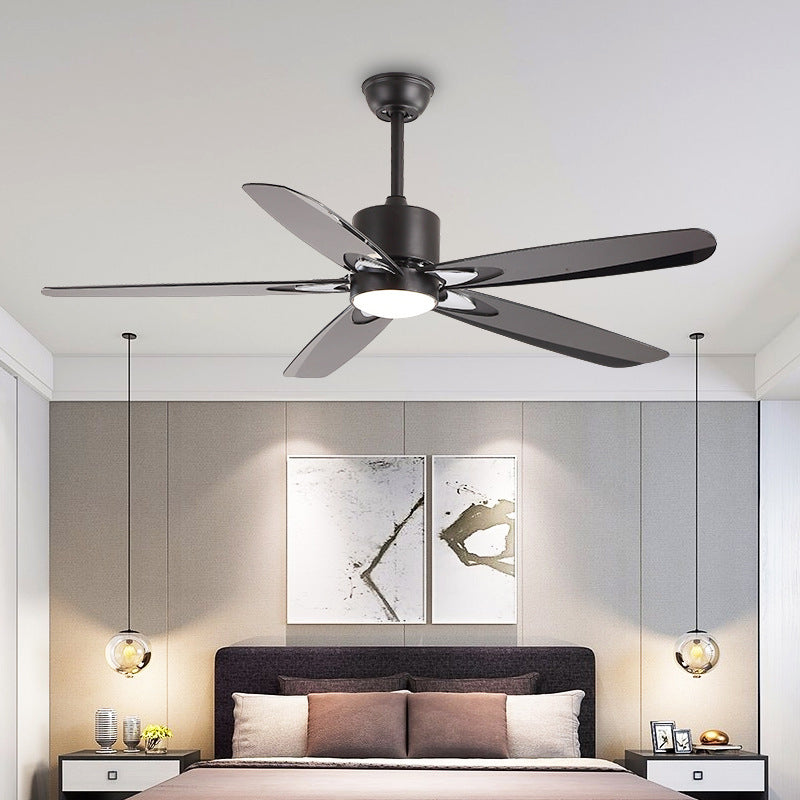 55,5 "W LED Semi Flush Mount Contemporary Circle Metallic Hanging Deckenventilator Beleuchtung in Schwarz für Schlafzimmer, 5 Klingen