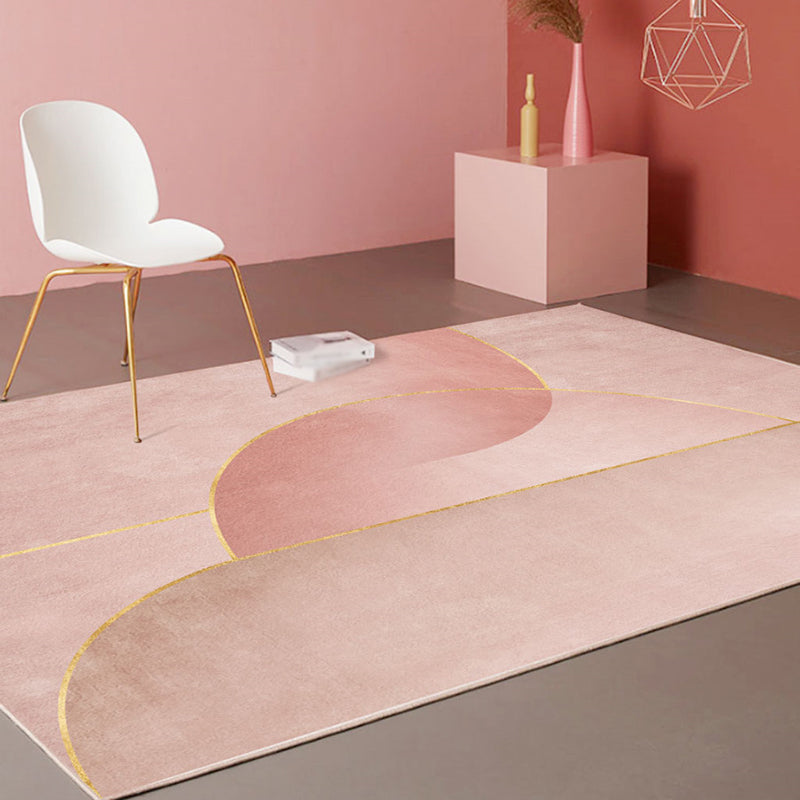 Gold Striped Rug Polyester Modern Indoor Rug Washable Rug for Home Decoration