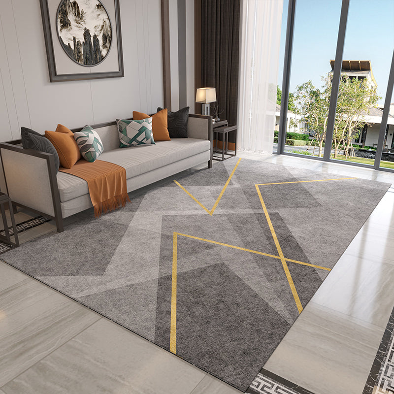 Prachtig polyester tapijt modern grijs tapijt woonkamer vloerkleed met niet-slipachter