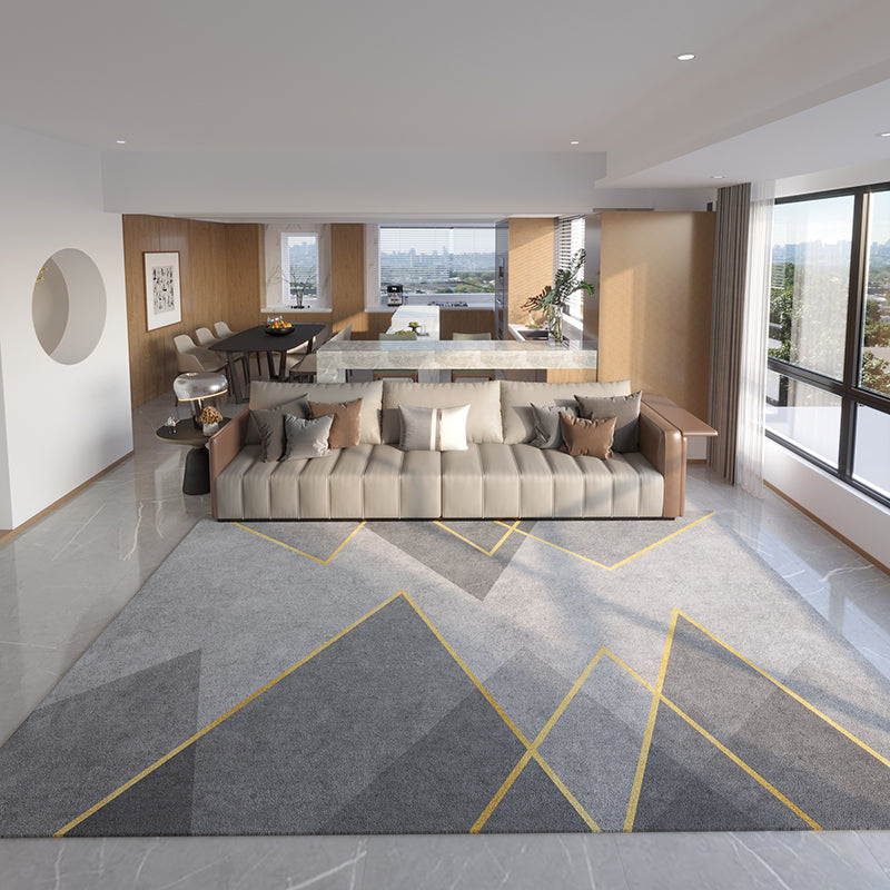 Prachtig polyester tapijt modern grijs tapijt woonkamer vloerkleed met niet-slipachter
