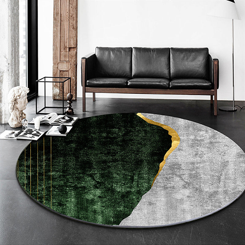 Modern Living Room Area Rug Round Contrast Panel Carpet Polyester Area Rug with Non-Slip Backing