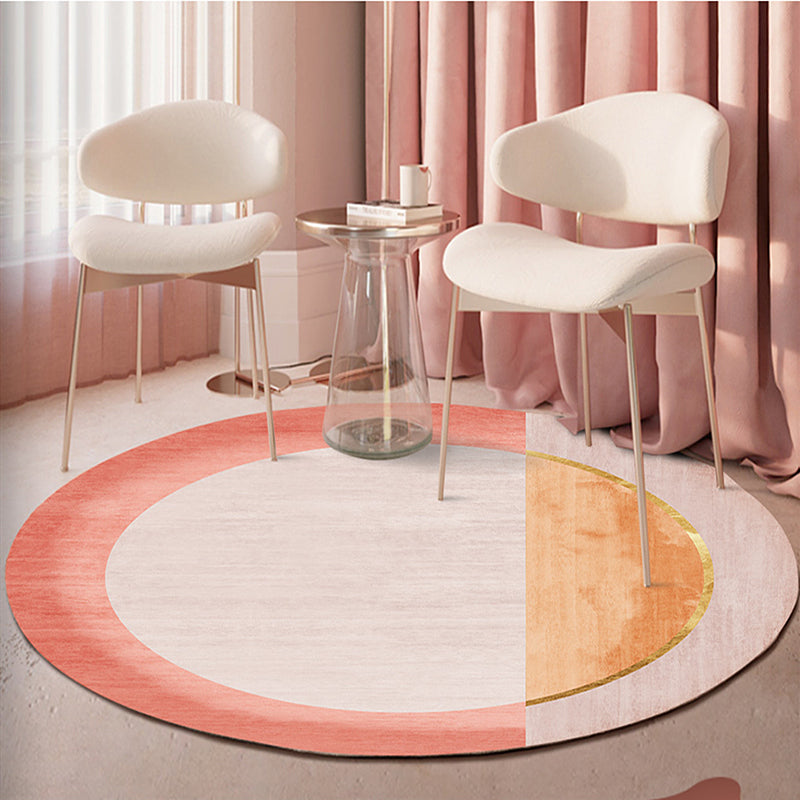 Modern Living Room Area Rug Round Contrast Panel Carpet Polyester Area Rug with Non-Slip Backing