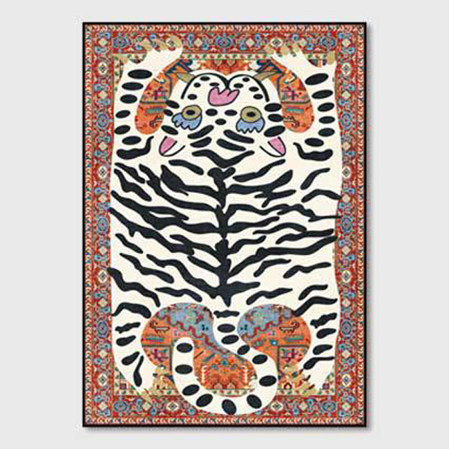 Contemporary Tiger Striped Carpet Polyester Indoor Rug Non-Slip Backing Area Carpet for Living Room