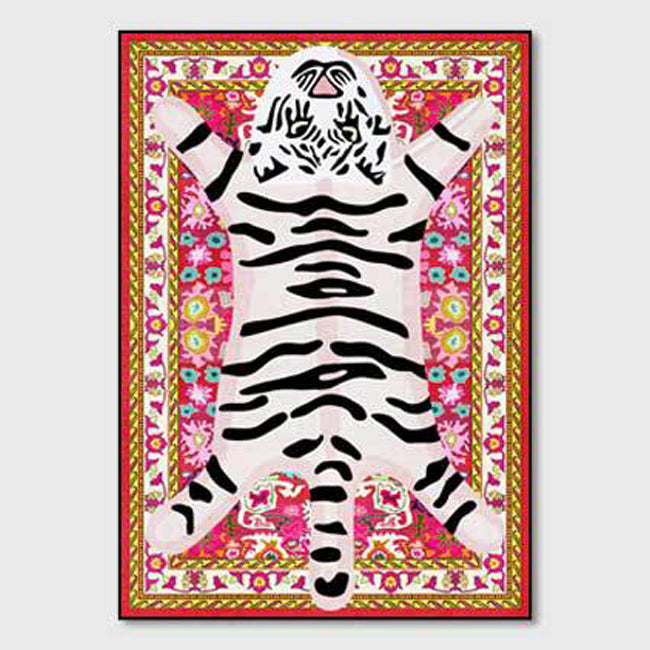 Contemporary Tiger Striped Carpet Polyester Indoor Rug Non-Slip Backing Area Carpet for Living Room