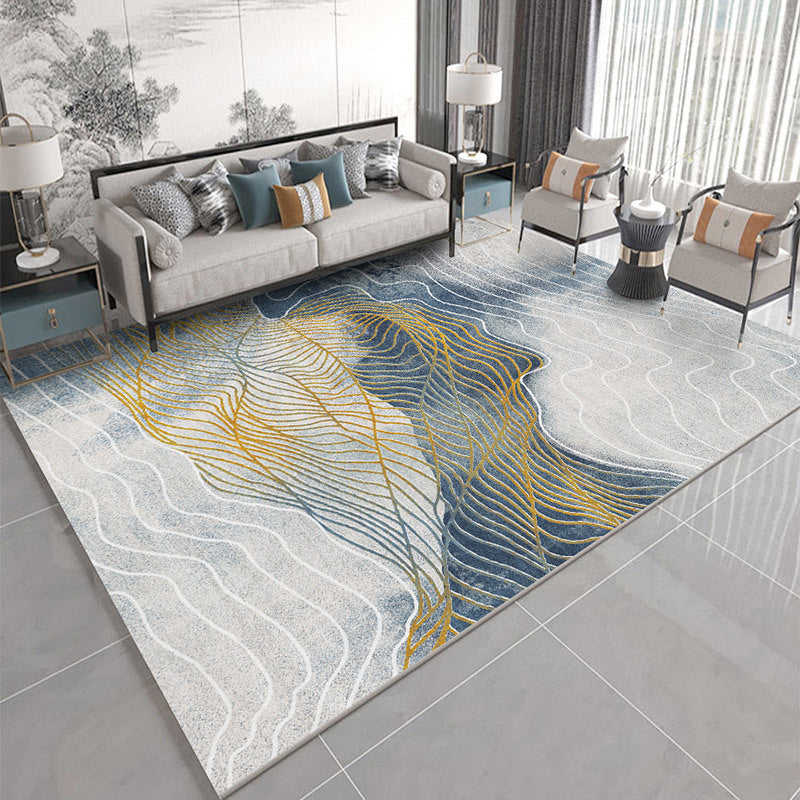 Fancy binnen tapijt modern abstract print tapijt wasbaar polyester tapijt met niet-slipachter