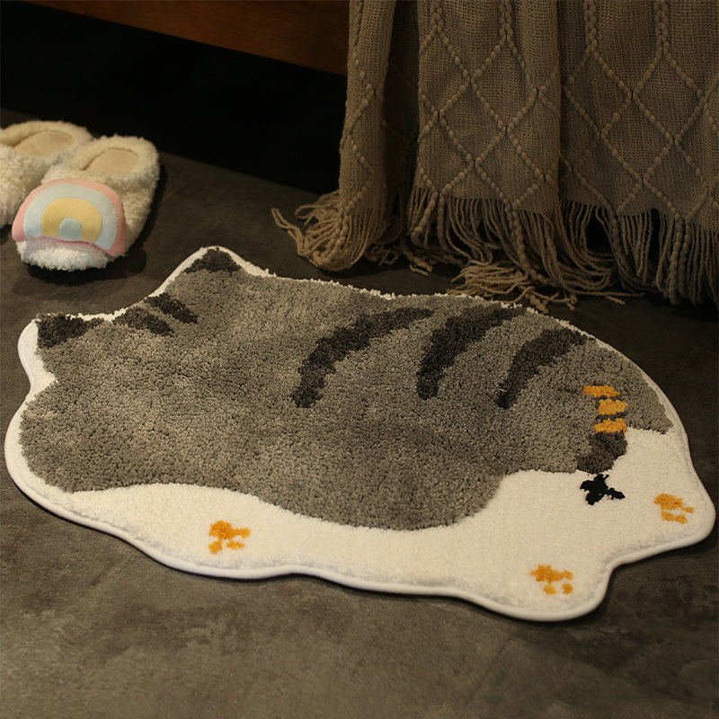 White Simple Rug Polyester Panda Rug Non-Slip Backing Area Rug for Living Room