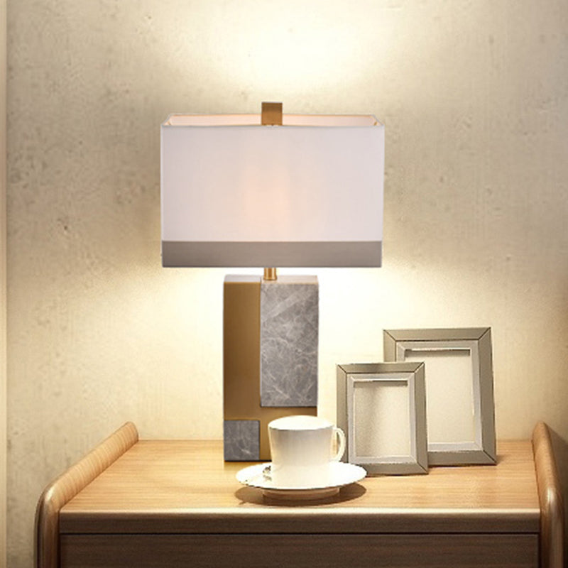 1 Studio a testa Light da tavolo da notte moderno moderno con tonalità in tessuto rettangolo