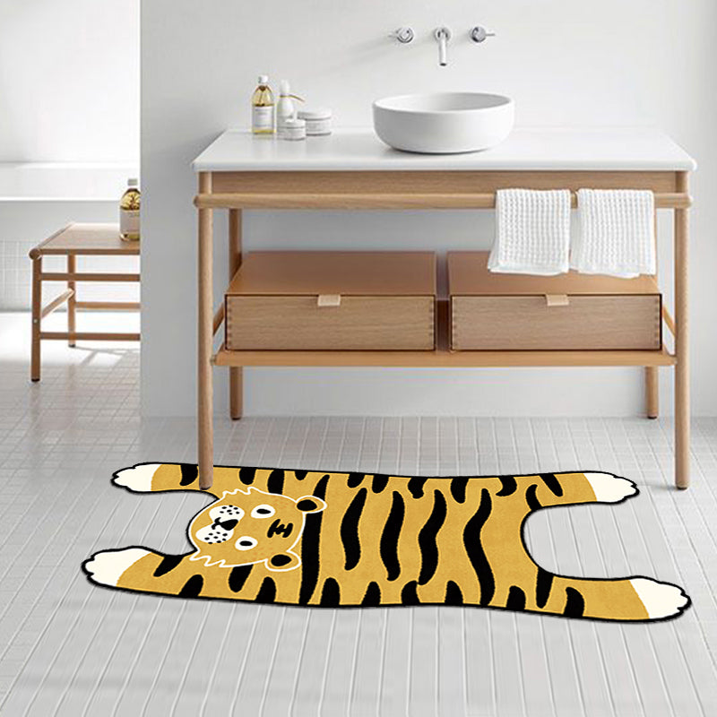 Orange Casual Rug Polyester Tiger Area Rug Stain Resistant Rug for Living Room