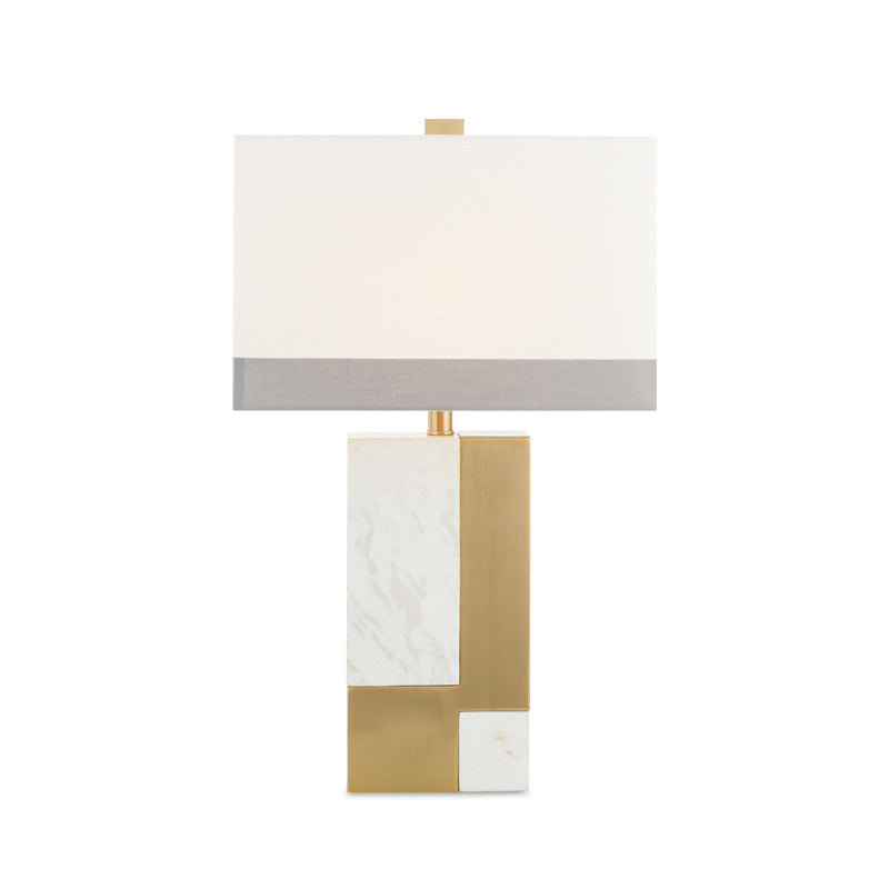 1 HEAD STUSTION Bureau Light moderne lampe de table de nuit blanche moderne avec ombre de tissu rectangle