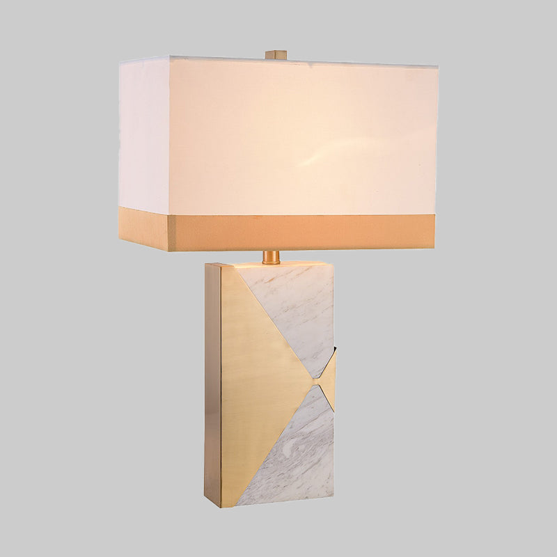 Tavolo rettangolare bianco luce modernista 1 lampadina in lampadina da scrivania con base in marmo