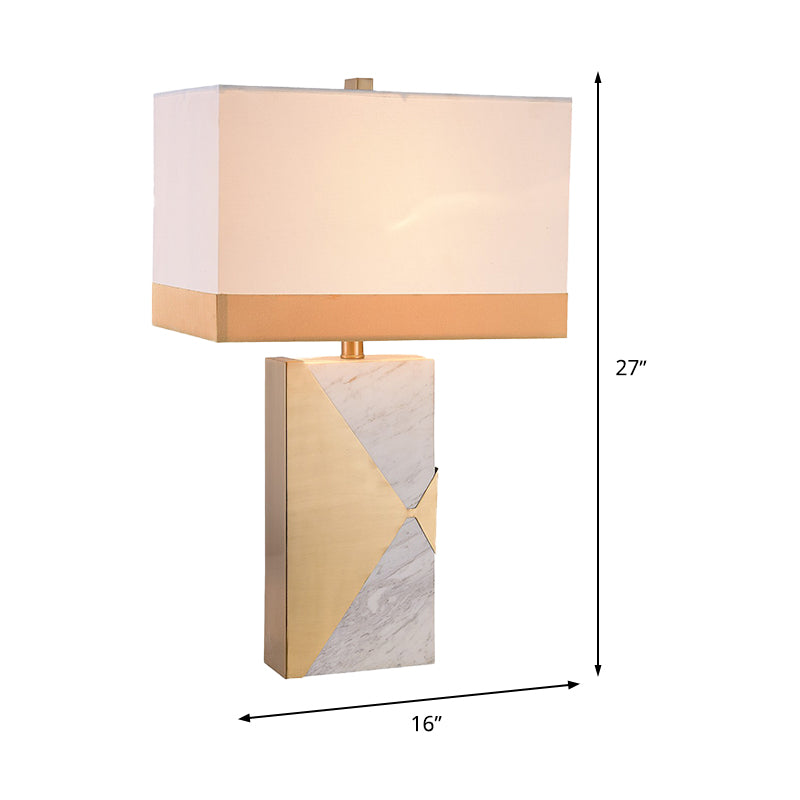 Tavolo rettangolare bianco luce modernista 1 lampadina in lampadina da scrivania con base in marmo
