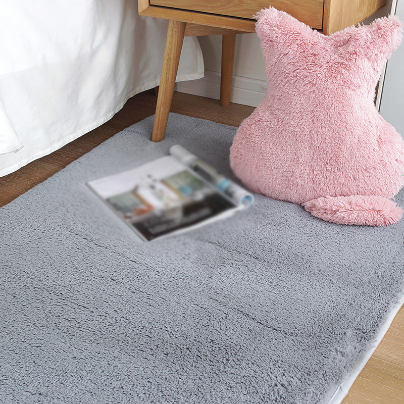 White Living Room Area Rug Solid Color Polyester Area Carpet Non-Slip Backing Rug
