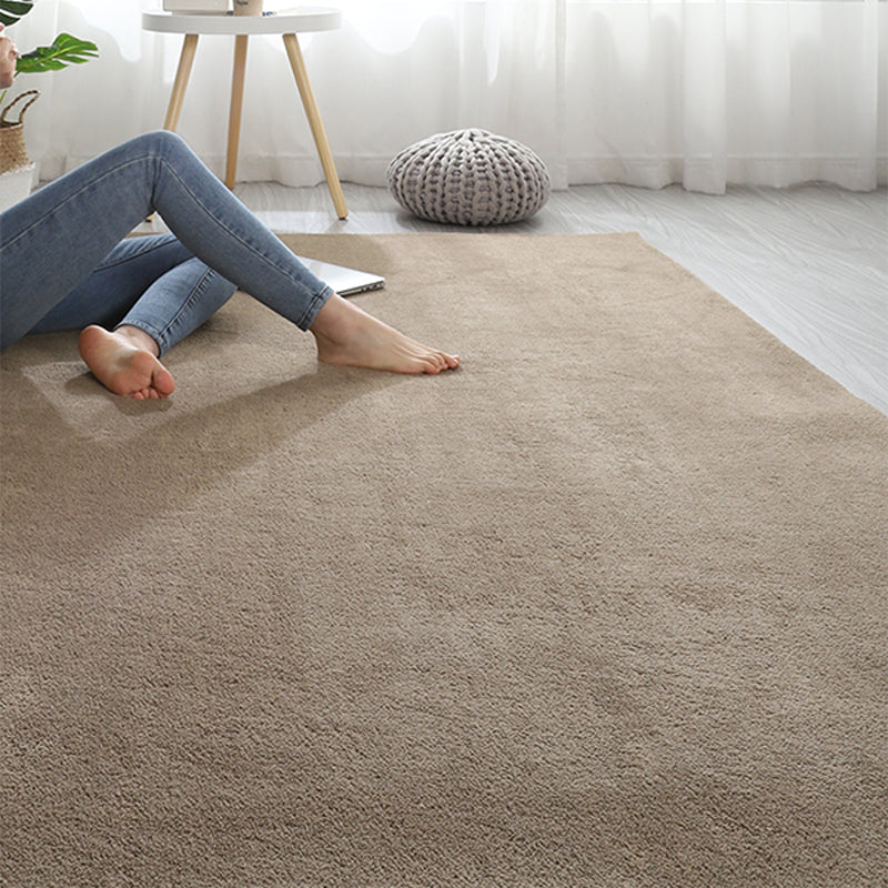 Tapis de couleur unie brun Rapier en polyester tapis de support de tapis sans glissement pour le salon