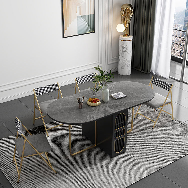 Contemporary Style Oval Dining Table Drop-Leaf Dinner Table,15"L x 31.5"W x 29.5"H