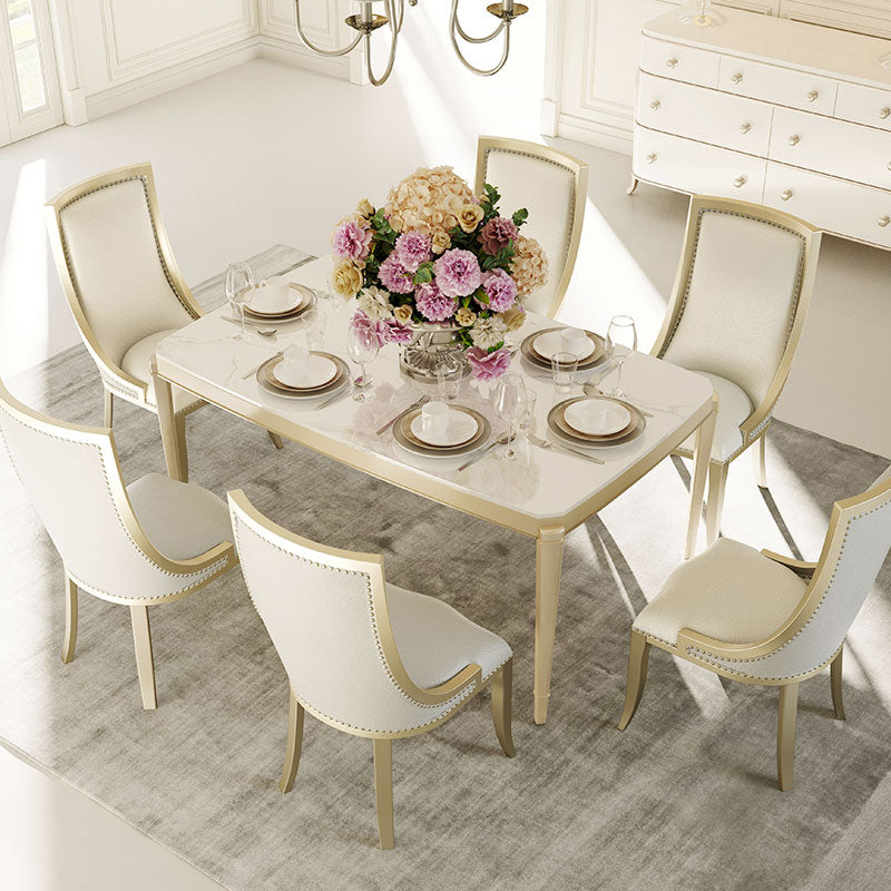 Solid Wood Mid-Century Modern Rectangle Table Sintered Stone Dining Table with 4 Legs