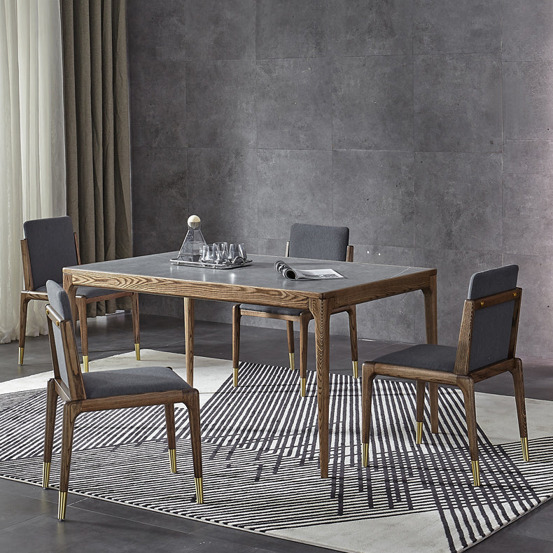 Sintered Stone Grey Dining Table Mid-Century Modern 4 Legs Table for Dining Room