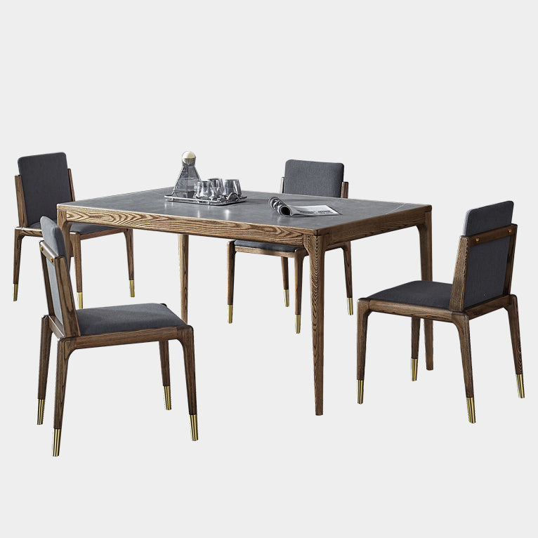 Sintered Stone Grey Dining Table Mid-Century Modern 4 Legs Table for Dining Room