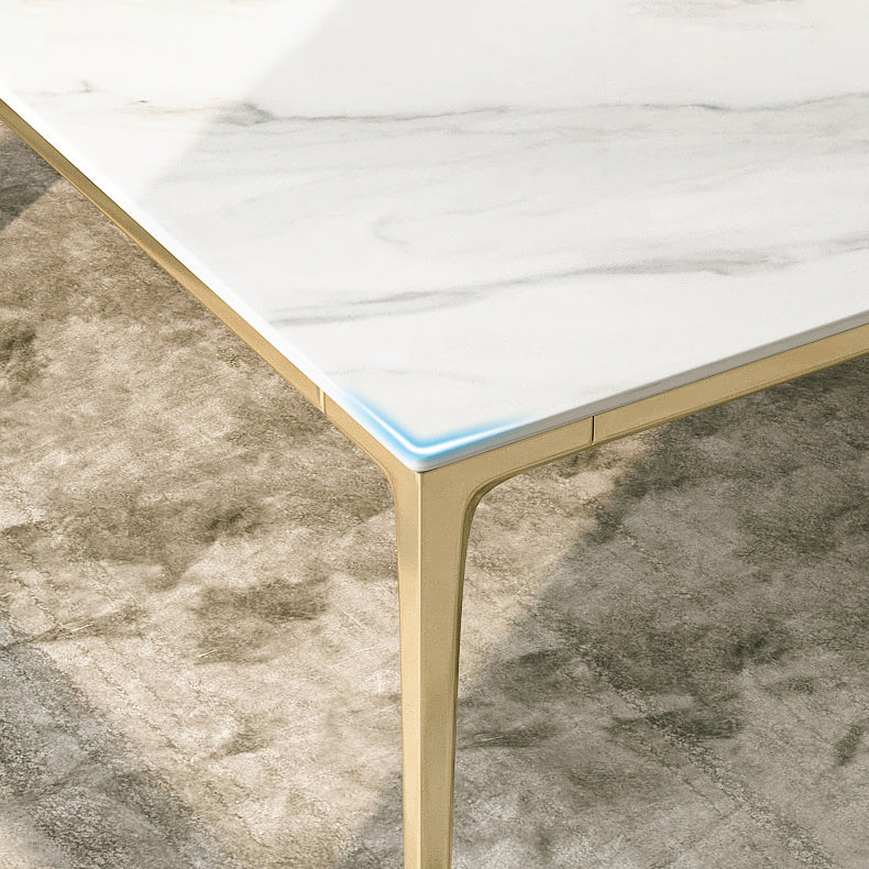 Mesa de comedor de piedra sinterizada Estilo de lujo 4 patas Mesa de rectángulo base para comedor
